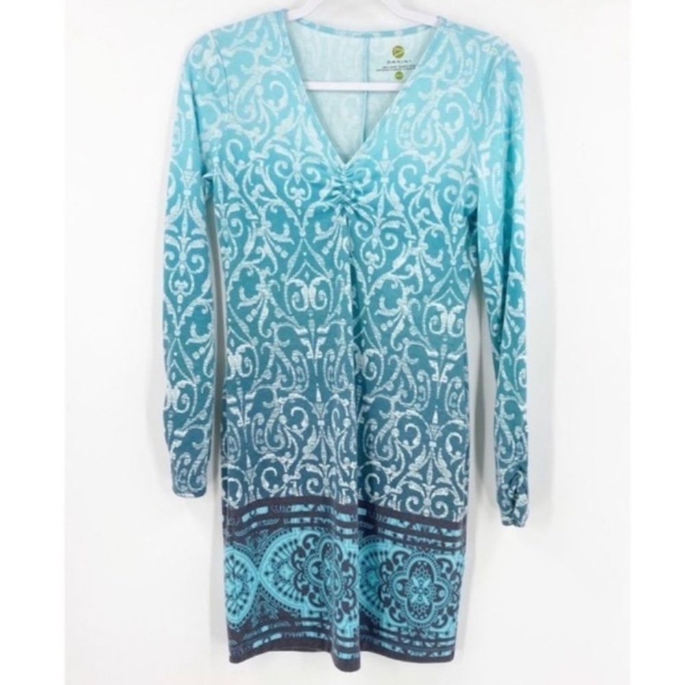 Dakini Blue Paisley Ombré Long Sleeve Dress